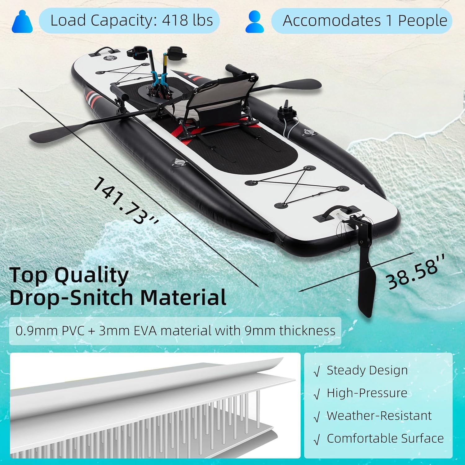 12ft Premium PVC Inflatable Fi - Fishing Kayak Seat のレビューと価格