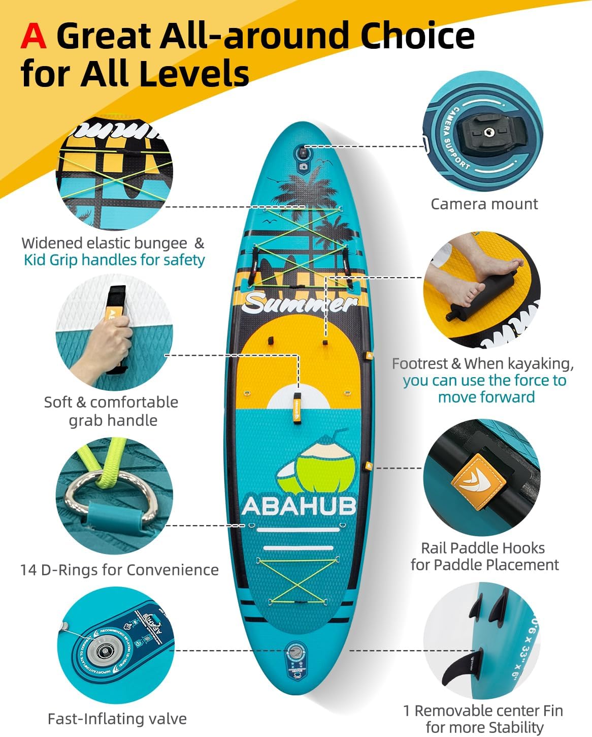 Wide 10.6ft x 31/34in Inflatab - Fishing Kayak Paddle のレビューと価格