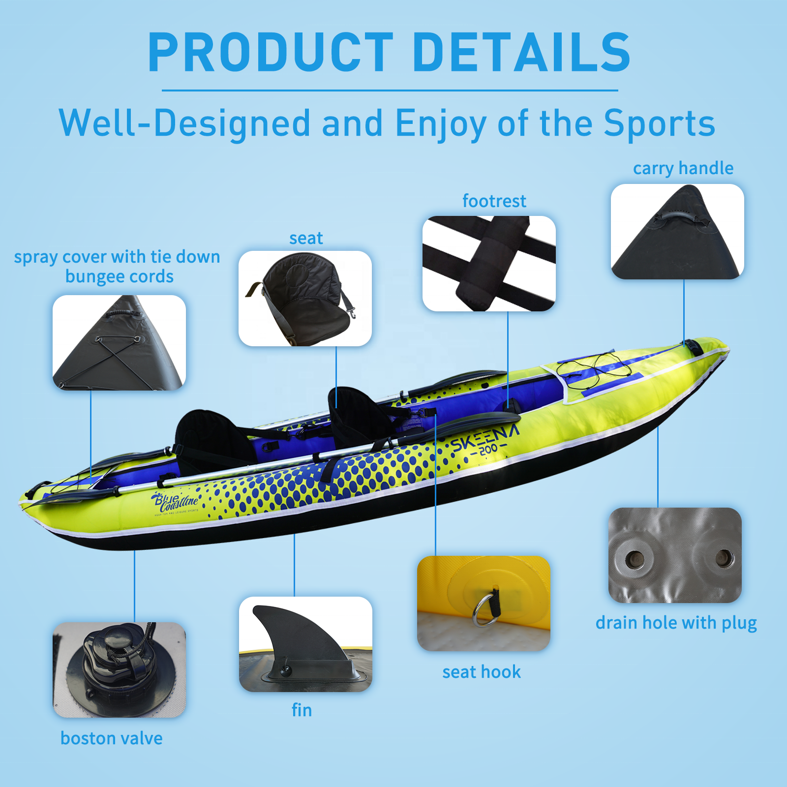 Adult Inflatable Fishing Canoe - Fishing Kayak Paddle のレビューと価格